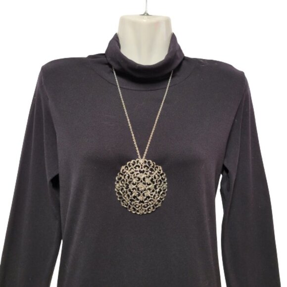 Turtleneck Black Seamless Top Long Sleeve Fall Top Winter Top Size Size M - Picture 2 of 10